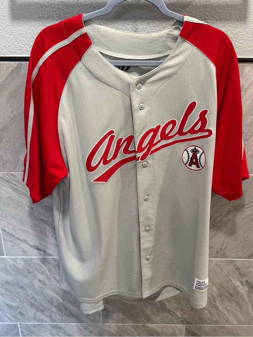 Dynasty Los Angeles Anaheim Angels Jersey Men’s XL Gray Red MLB Baseball
